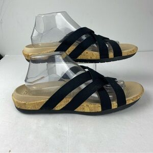 Crocs Womens 11 Black Eddie Criss Cross Wedge Slides Sandals